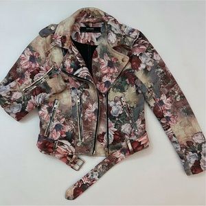 Zara Floral Suede Belted Jacket, size XS